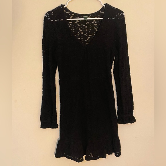 wild fable Dresses & Skirts - Wild Fable black lace long sleeve dress small size cotton blend v neck